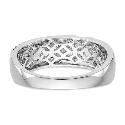 14K White Gold True Origin Men'S 1/8 Carat Lab Grown Diamond Vs/Si D E F Brushed Polished Antiqued Band
