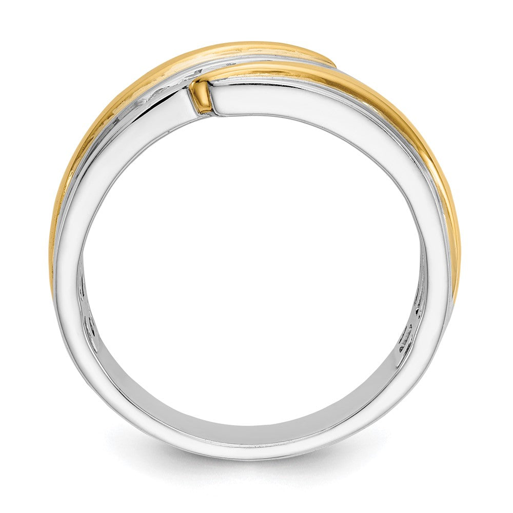 14K Two Tone True Origin Men'S 1/3 Carat Lab Grown Diamond Vs/Si D E F Brushed And Polished Band