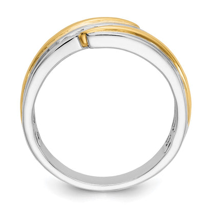 14K Two Tone True Origin Men'S 1/3 Carat Lab Grown Diamond Vs/Si D E F Brushed And Polished Band