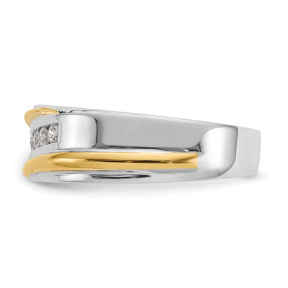 14K Two Tone True Origin Men'S 1/3 Carat Lab Grown Diamond Vs/Si D E F Brushed And Polished Band