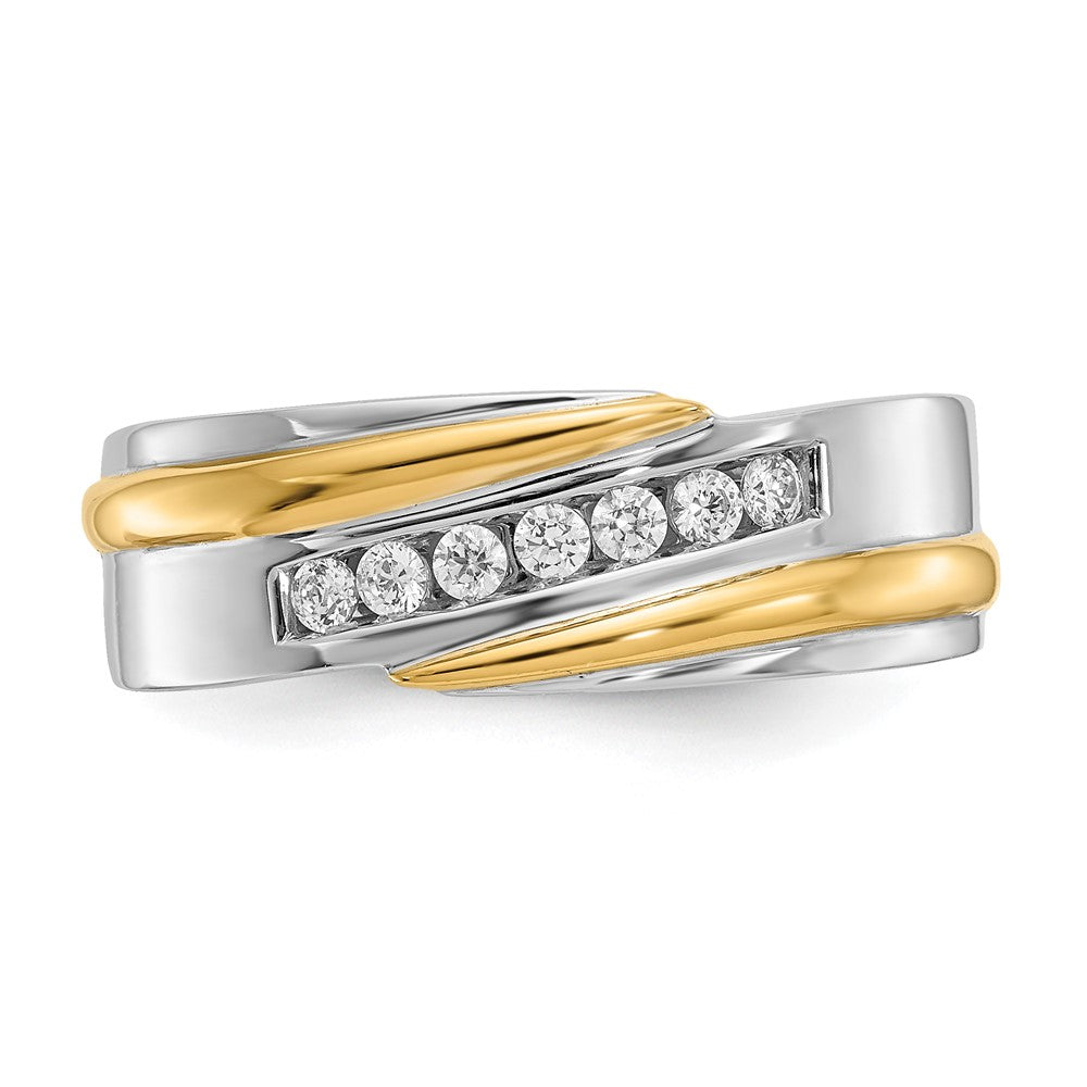 14K Two Tone True Origin Men'S 1/3 Carat Lab Grown Diamond Vs/Si D E F Brushed And Polished Band