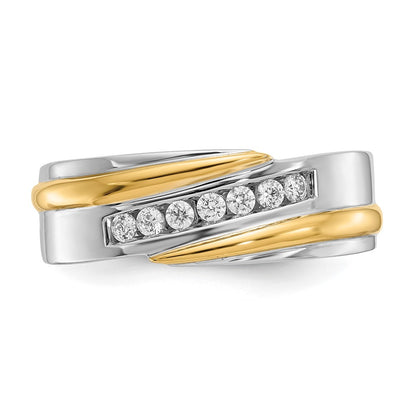 14K Two Tone True Origin Men'S 1/3 Carat Lab Grown Diamond Vs/Si D E F Brushed And Polished Band