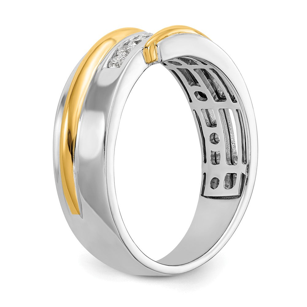 14K Two Tone True Origin Men'S 1/3 Carat Lab Grown Diamond Vs/Si D E F Brushed And Polished Band