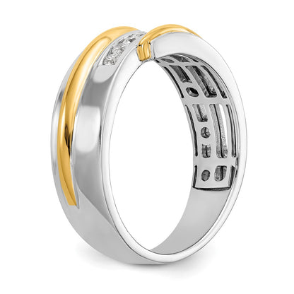 14K Two Tone True Origin Men'S 1/3 Carat Lab Grown Diamond Vs/Si D E F Brushed And Polished Band