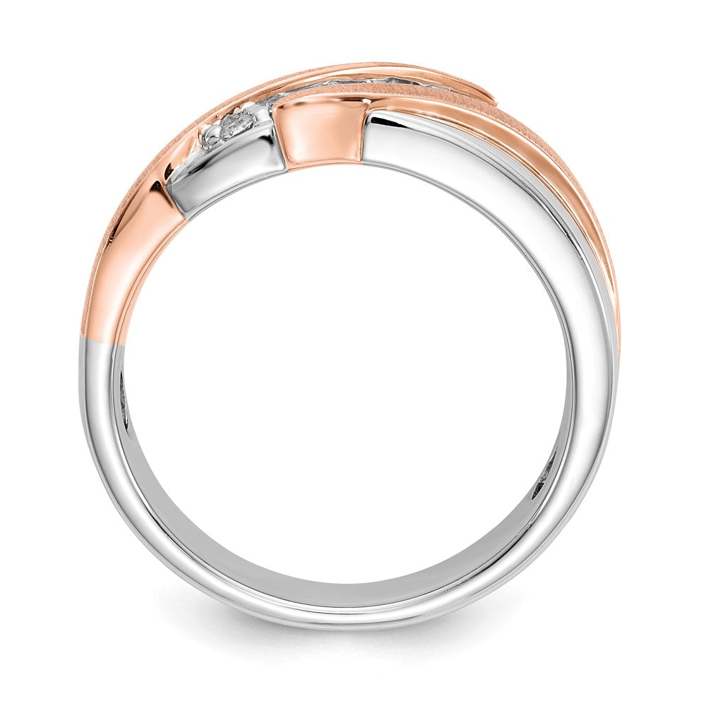 14K Two Tone True Origin Men'S 1/3 Carat Lab Grown Diamond Vs/Si D E F Brushed And Polished Band