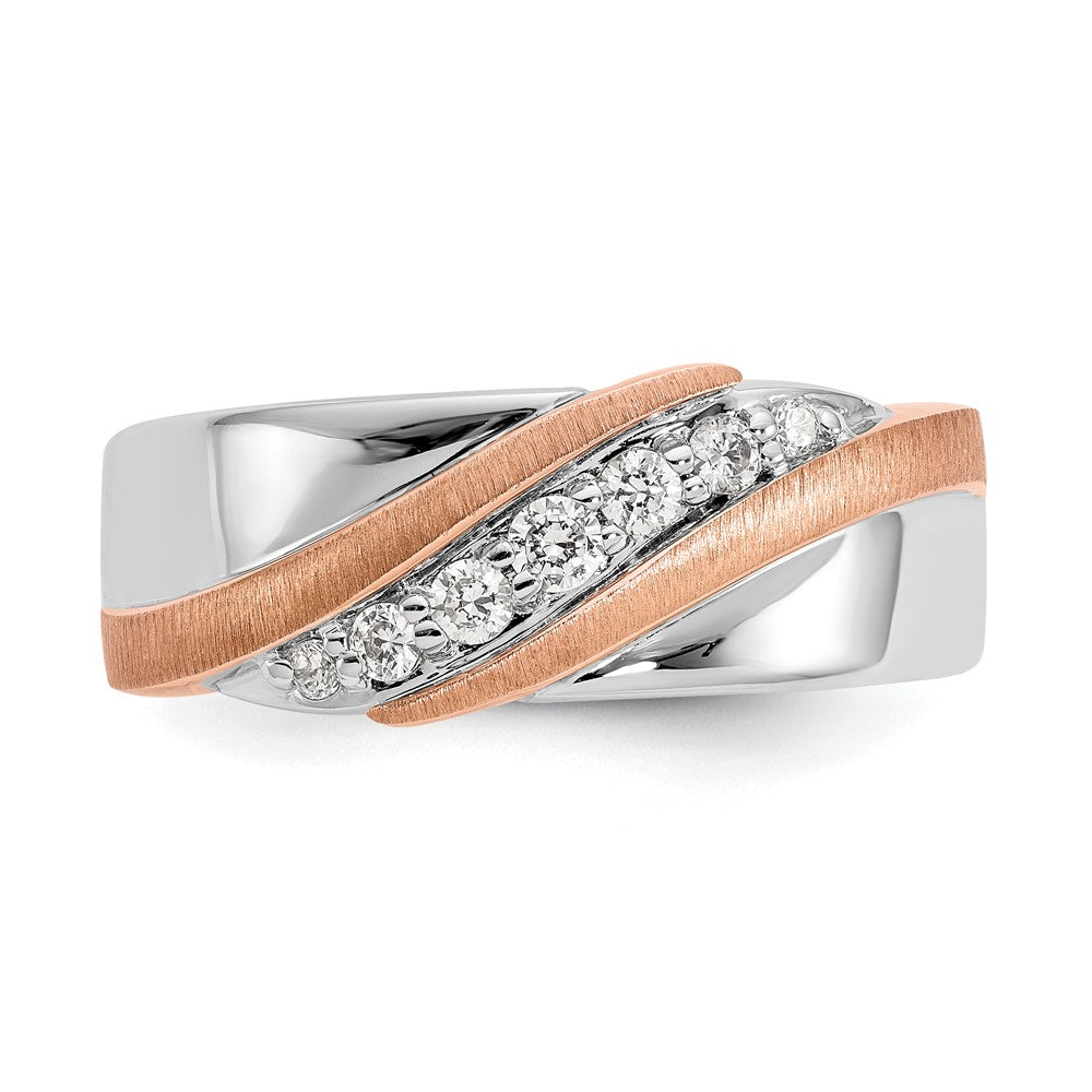 14K Two Tone True Origin Men'S 1/3 Carat Lab Grown Diamond Vs/Si D E F Brushed And Polished Band