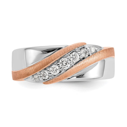 14K Two Tone True Origin Men'S 1/3 Carat Lab Grown Diamond Vs/Si D E F Brushed And Polished Band