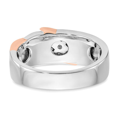 14K Two Tone True Origin Men'S 1/3 Carat Lab Grown Diamond Vs/Si D E F Brushed And Polished Band