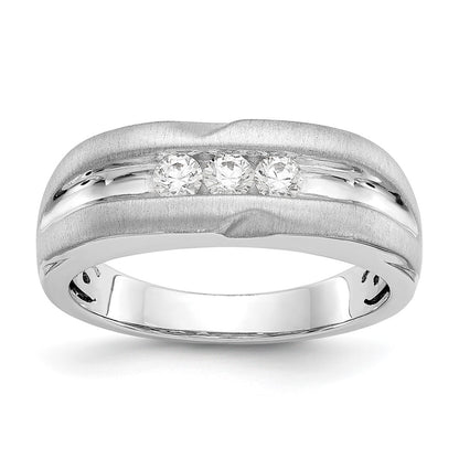 14K White Gold True Origin Men'S 1/3 Carat Lab Grown Diamond Vs/Si D E F Brushed And Polished Band