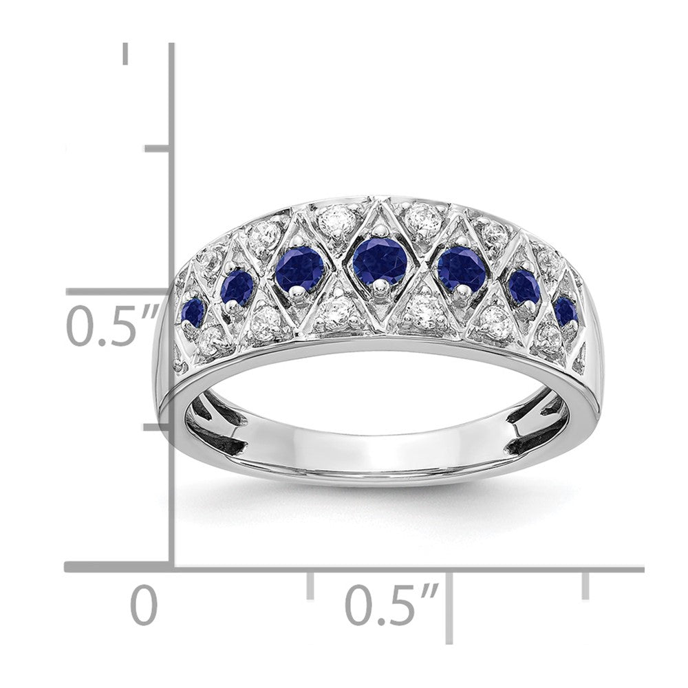 14k White Gold 1/5 Ct. Lab Grown Diamond VS/SI+ G+ and Lab Created Blue Sapphire Fancy Ring