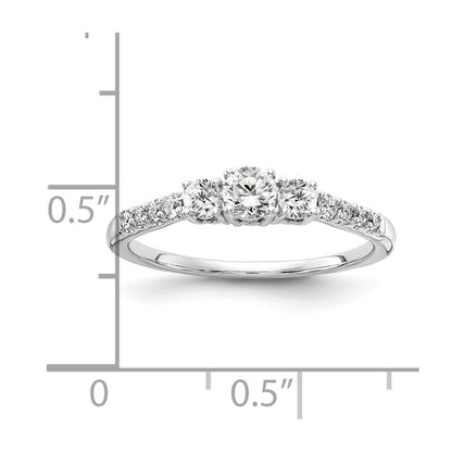 14k White Gold 1/2 Ct. Lab Grown Diamond VS/SI+ G+ Complete Three Stone Size 7 Engagement Ring