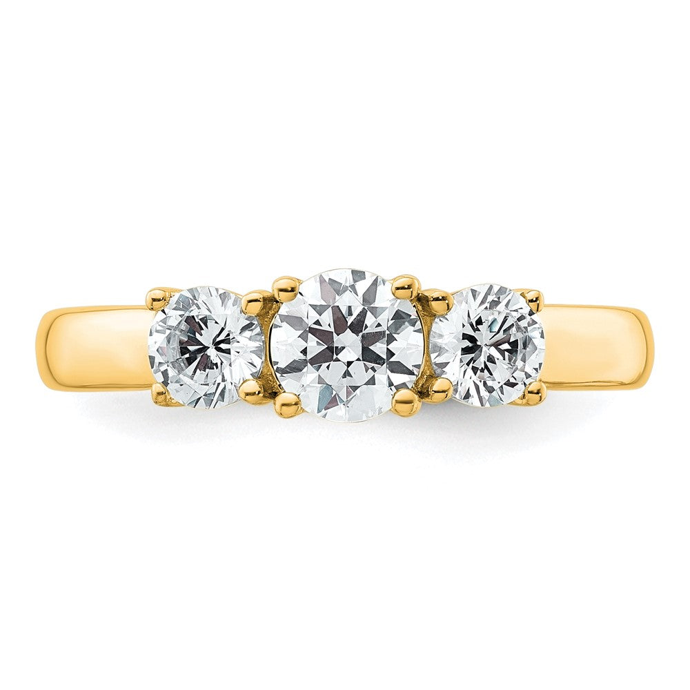 14k Yellow Gold 14k 1 carat Lab Grown Diamond VS+ F+ Three Stone Complete Engagement Ring