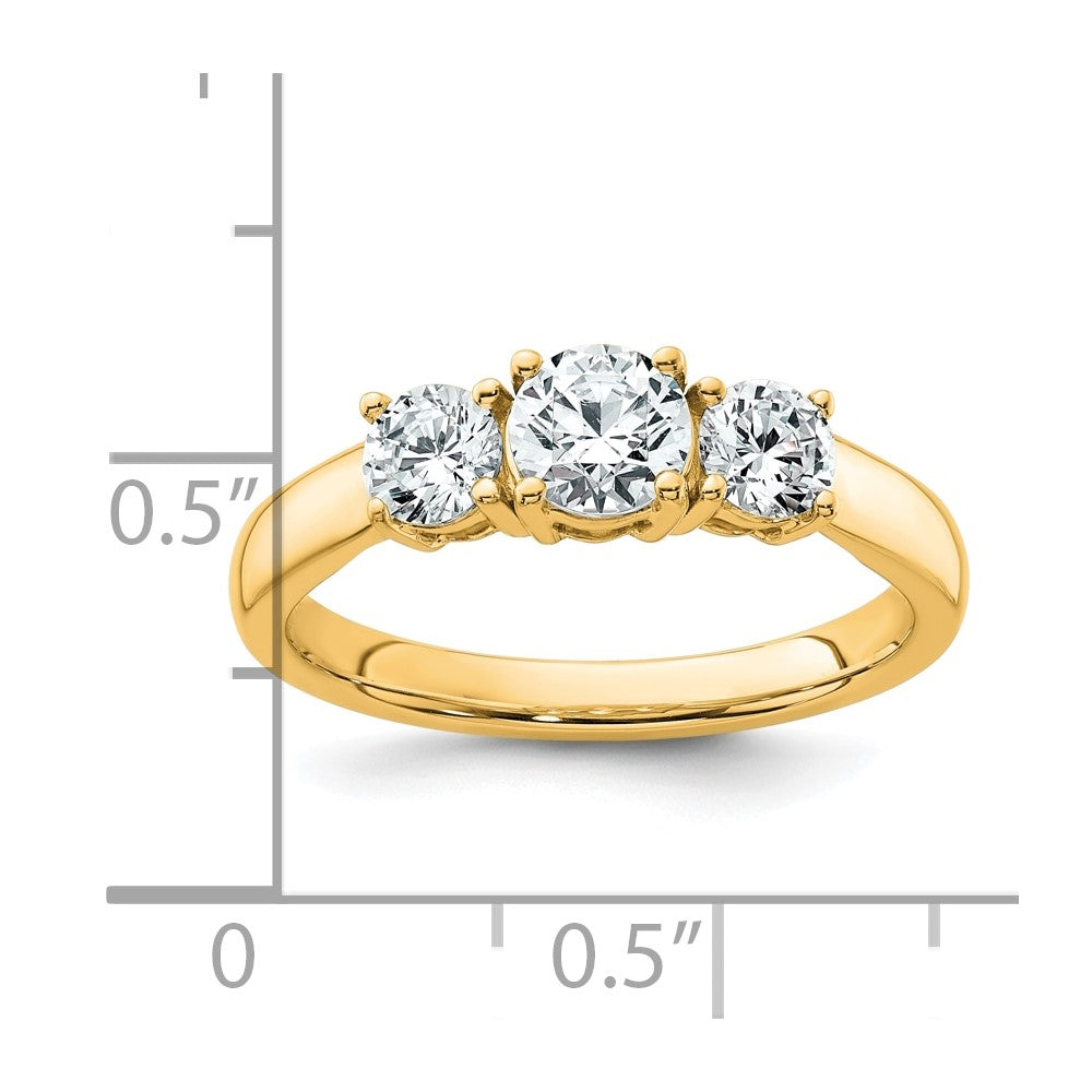 14k Yellow Gold 14k 1 carat Lab Grown Diamond VS+ F+ Three Stone Complete Engagement Ring
