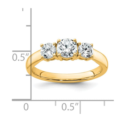 14K Yellow Gold 1 Carat Certified Lab Grown Diamond Vs+ F+ Three Stone Complete Engagement Ring