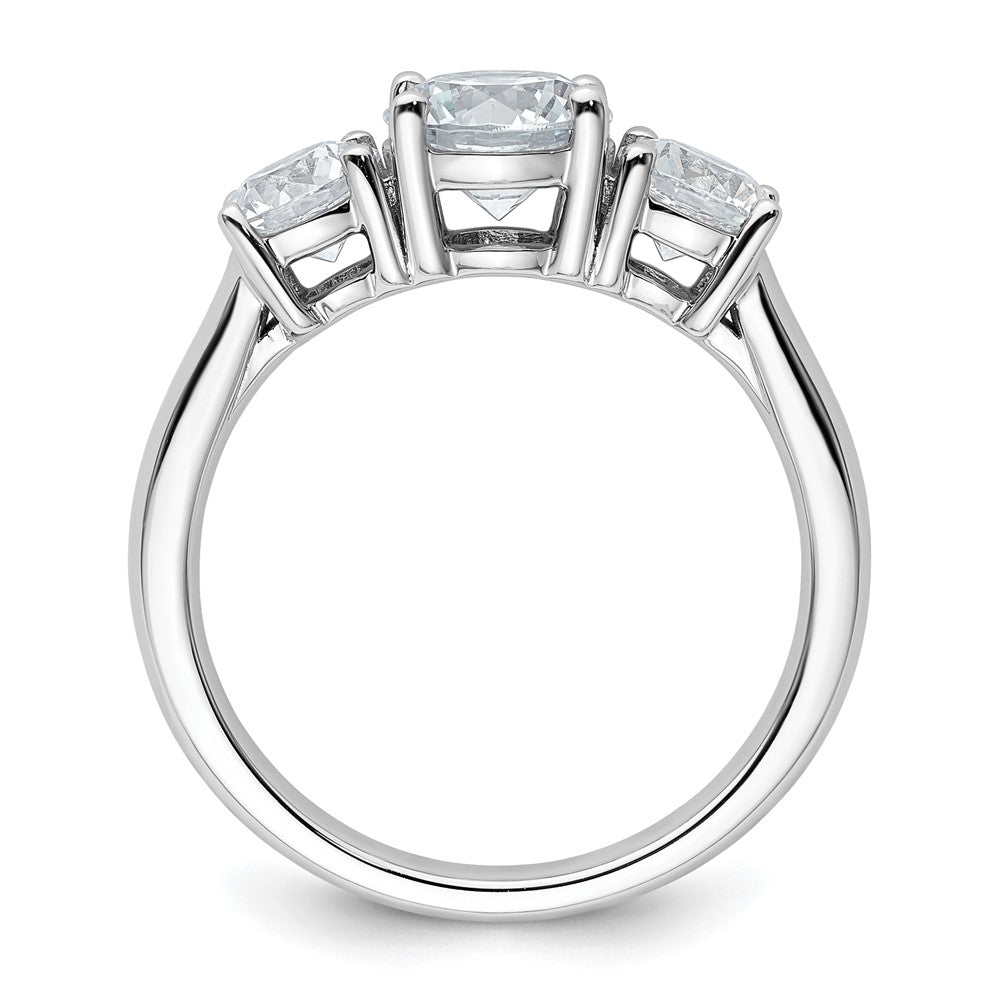 14k White Gold 2 Ct. Certified Lab Grown Diamond VS/SI+ G+ Three Stone Complete Engagement Ring