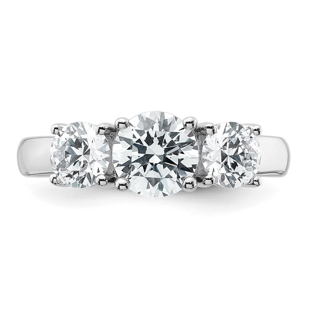 14k White Gold 2 Ct. Certified Lab Grown Diamond VS/SI+ G+ Three Stone Complete Engagement Ring