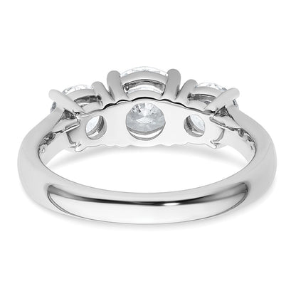 14k White Gold 2 Ct. Certified Lab Grown Diamond VS/SI+ G+ Three Stone Complete Engagement Ring