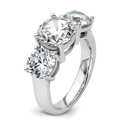 14k White Gold 5 Ct. Lab Grown Diamond VS/SI+ G+ Three Stone Complete Engagement Ring