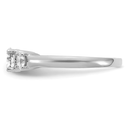 14K White Gold 1 Carat Lab Grown Diamond Vs/Si+ G+ Round Complete Three Stone Engagement Ring