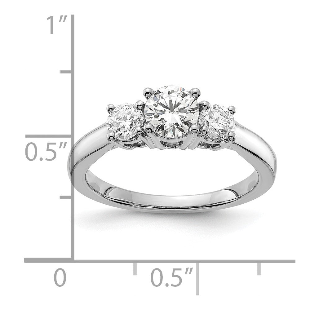 14k White Gold 14k White Gold 1 1/2 carat Lab Grown Diamond VS/SI+ G+ Round Complete Three Stone Engagement Ring