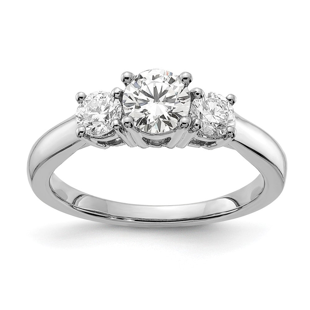 14k White Gold 14k White Gold 1 1/2 carat Lab Grown Diamond VS/SI+ G+ Round Complete Three Stone Engagement Ring