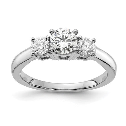 14k White Gold 14k White Gold 1 1/2 carat Lab Grown Diamond VS/SI+ G+ Round Complete Three Stone Engagement Ring