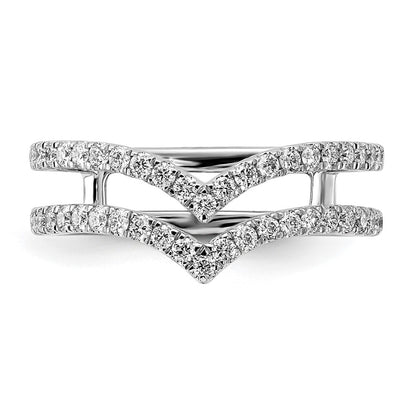 14k White Gold 2-row V-Shape Real Diamond Ring