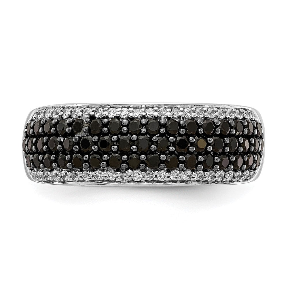 14k White Gold and Black Real Diamond Band Ring