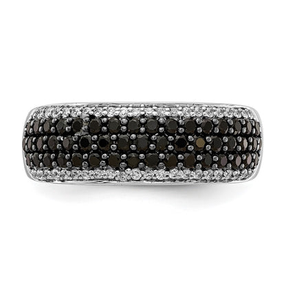14k White Gold and Black Real Diamond Band Ring