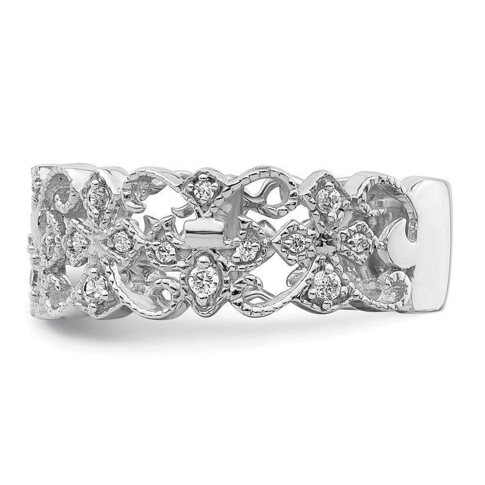 14K White Gold Diamond Fleur De Lis Ring (Size 7.5 Only)