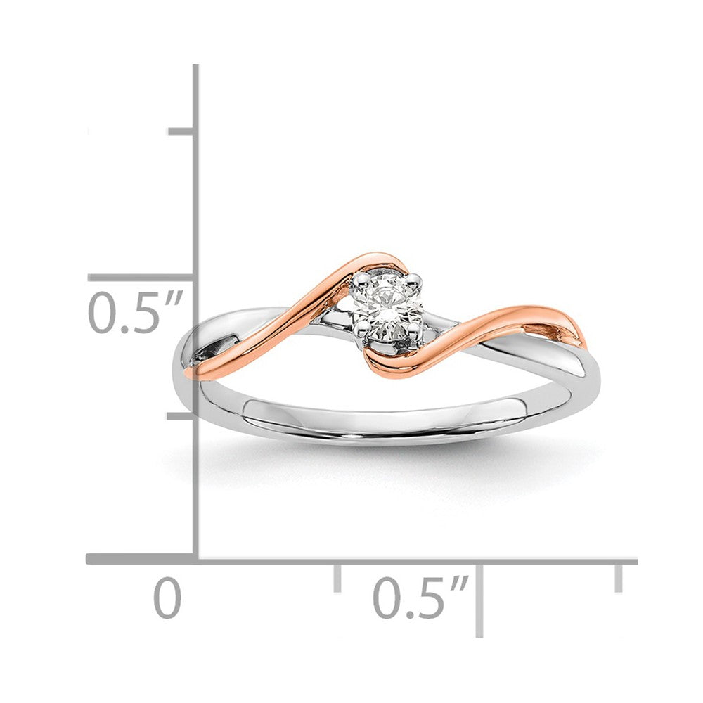 14k Two-tone First Promise Two Tone Rose and White Gold 1/8 Ct. Lab Grown Diamond VS/SI+ G+ Petite Engagement Ring