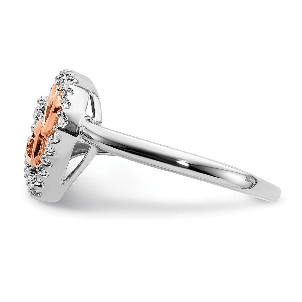 14k White Gold and Rose Gold Real Diamond Heart Ring