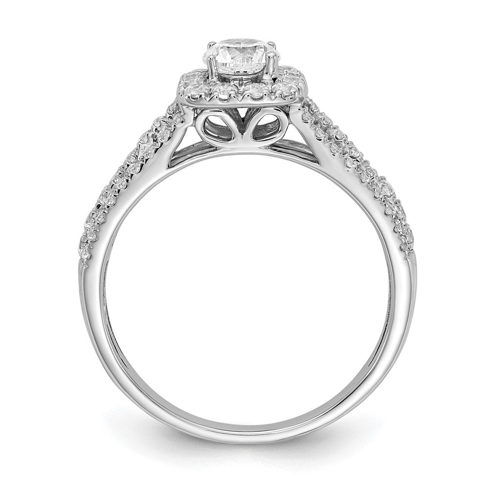 14k White Gold 1 Ct. Lab Grown Diamond VS/SI+ G+ Round Halo Engagement Ring