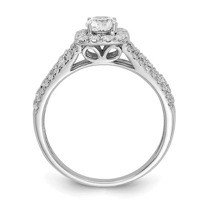 10k White Gold 1 Ct. Lab Grown Diamond VS/SI+ G+ Round Complete Halo Engagement Ring