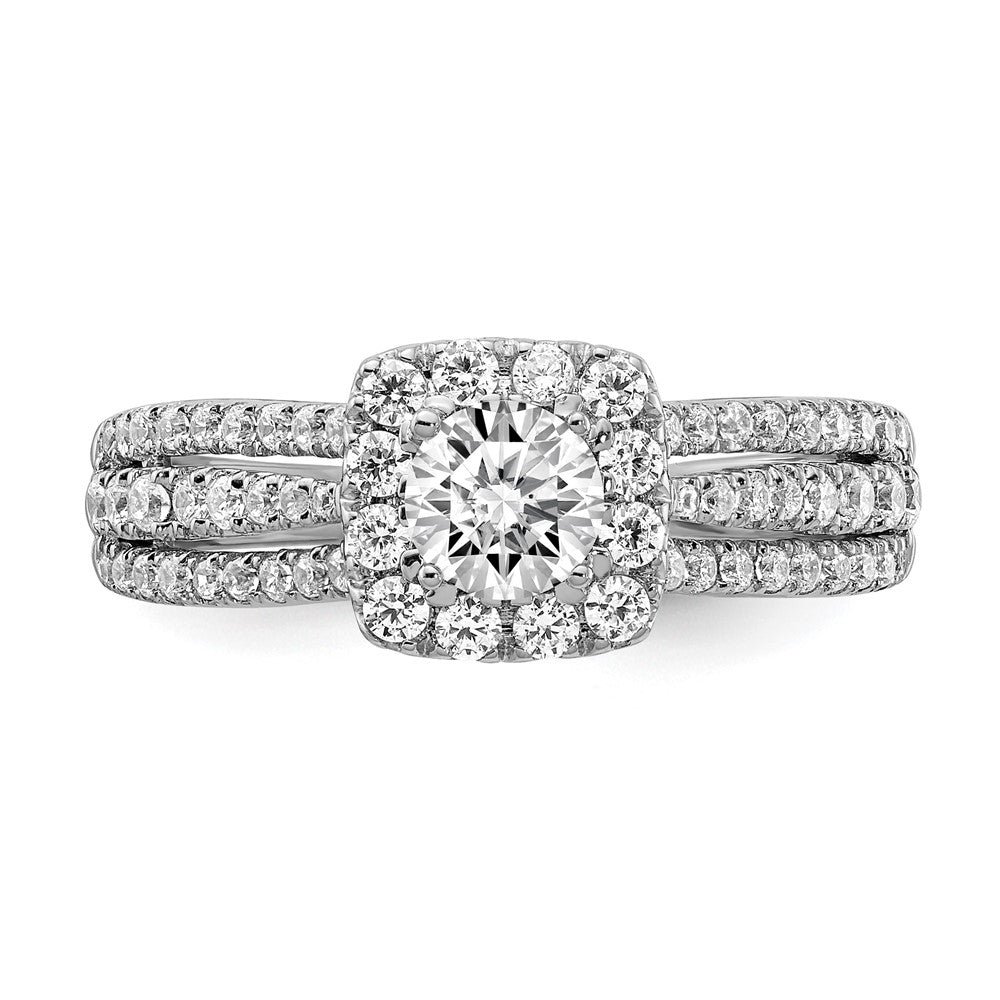 14k White Gold 1 Ct. Lab Grown Diamond VS/SI+ G+ Round Halo Engagement Ring