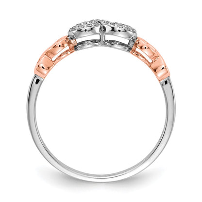 14k Rose Gold w/White Rhodium Real Diamond Infinity Ring