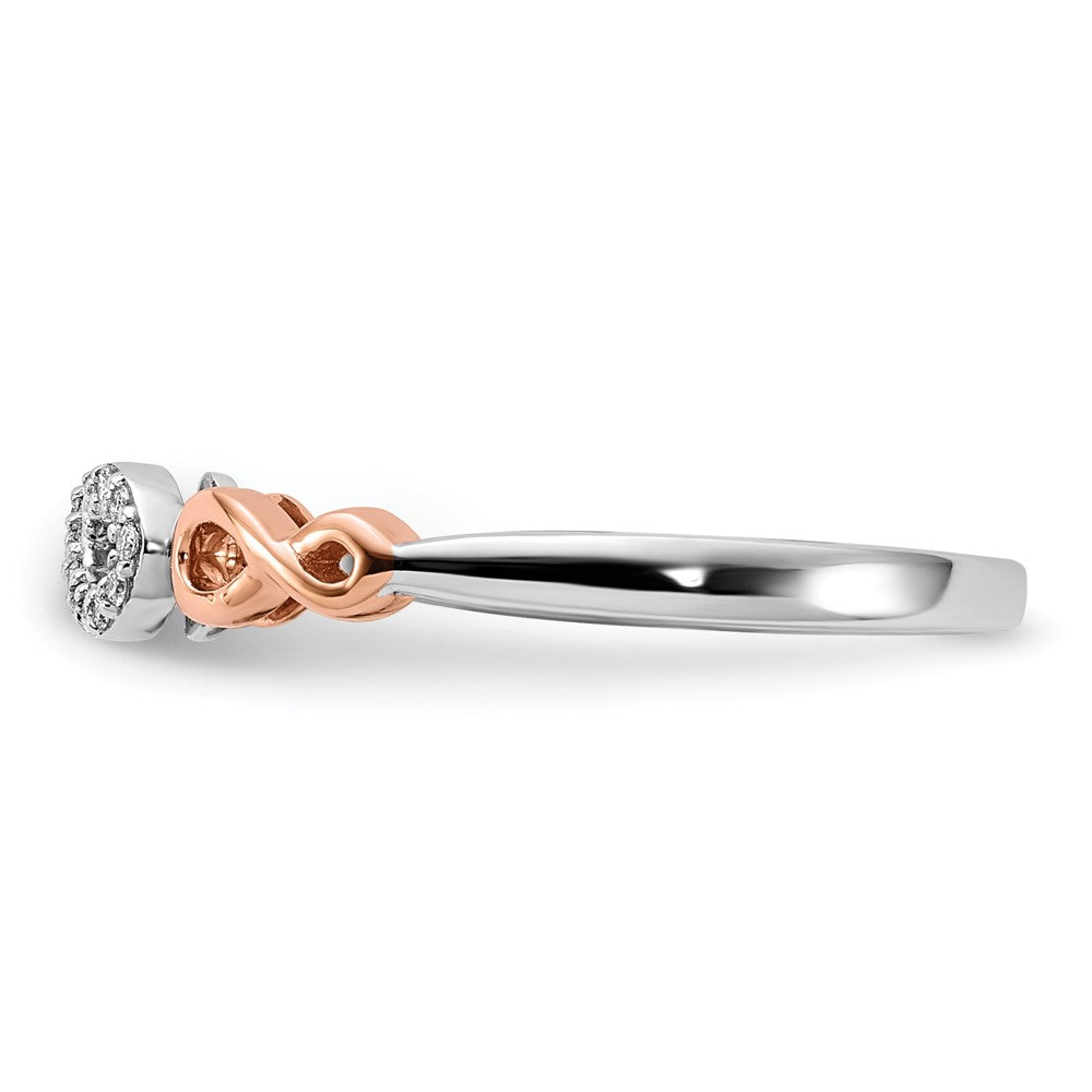 14k Rose Gold w/White Rhodium Real Diamond Infinity Ring