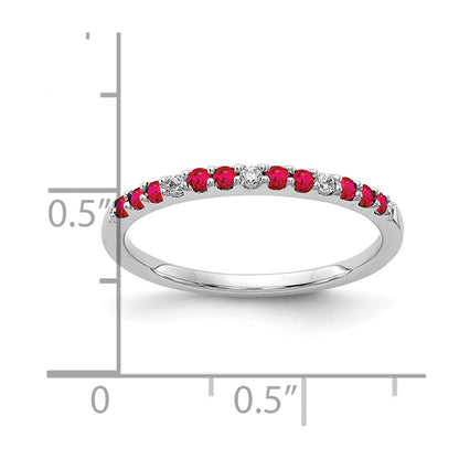 10K White Gold Diamond And Ruby Band