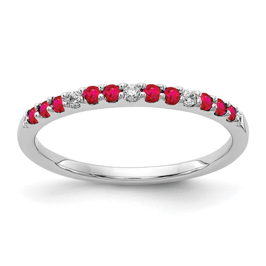 10K White Gold Diamond And Ruby Band
