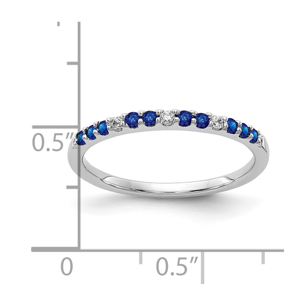 10K White Gold Diamond And Sapphire Band