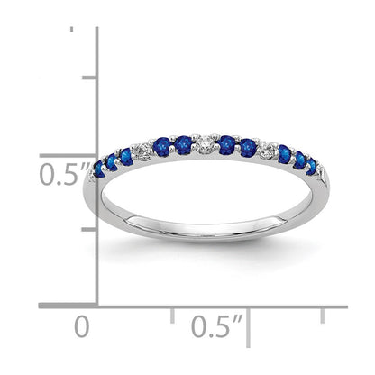 10K White Gold Diamond And Sapphire Band