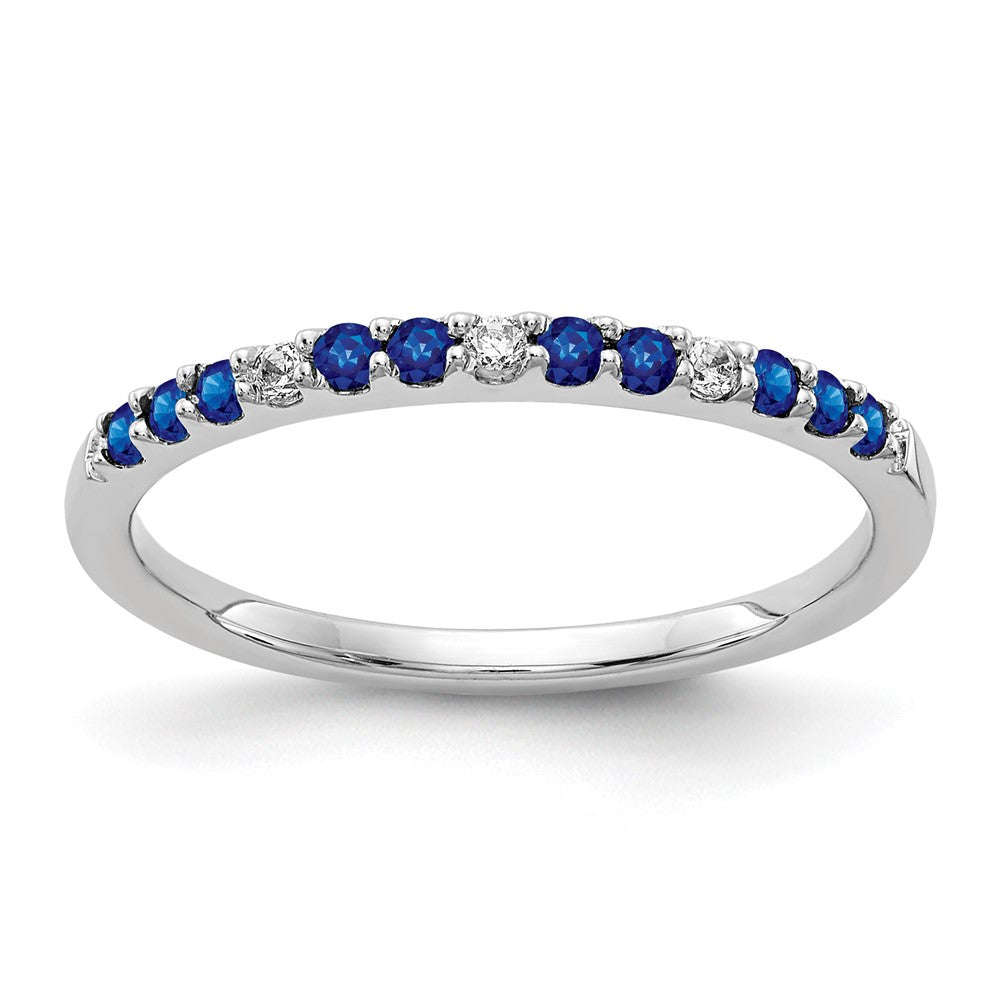 10K White Gold Diamond And Sapphire Band