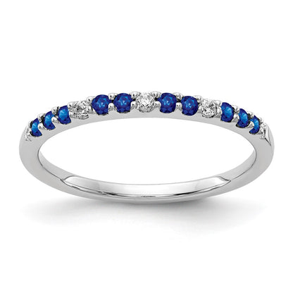 10K White Gold Diamond And Sapphire Band