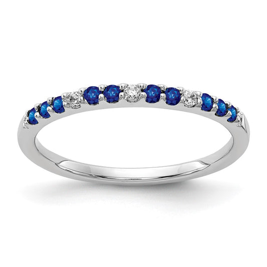 10K White Gold Diamond And Sapphire Band