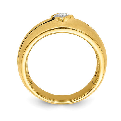 14k White Gold Real Diamond Enameled Men's Ring