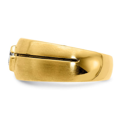 14k White Gold Real Diamond Enameled Men's Ring