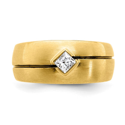 14k White Gold Real Diamond Enameled Men's Ring