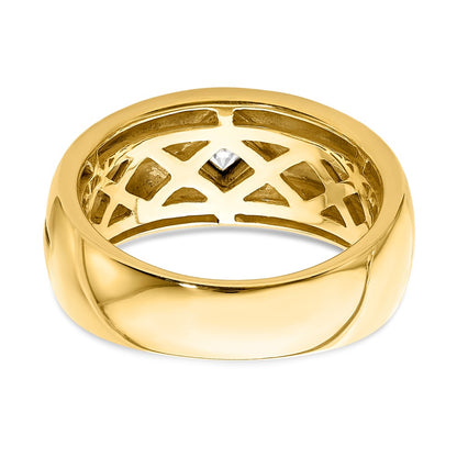 14k White Gold Real Diamond Enameled Men's Ring