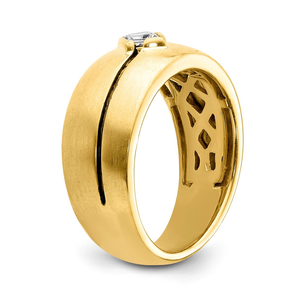 14k White Gold Real Diamond Enameled Men's Ring