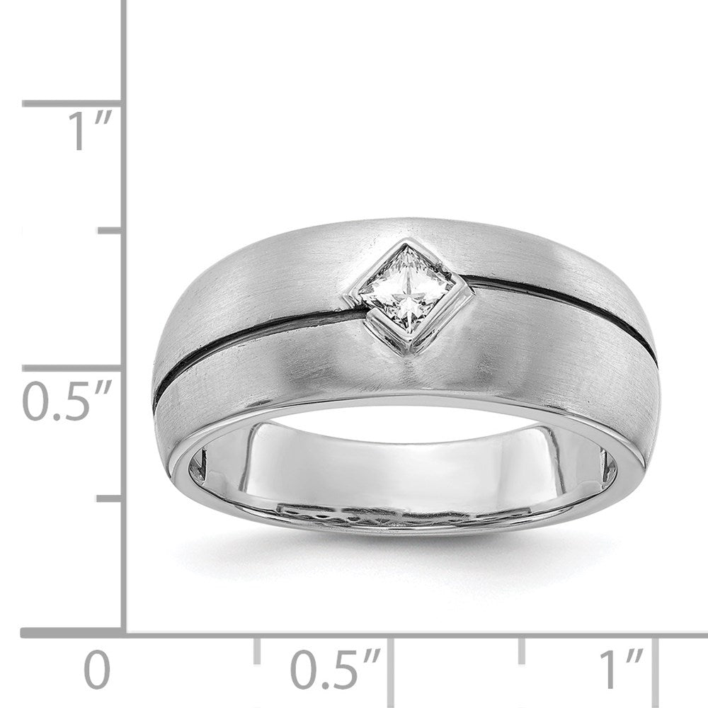 14k White Gold Real Diamond Enameled Men's Ring